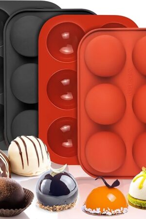BUSOHA Silicone Molds for Chocolate - 4 Pack 6 Cavity Cake Baking Silicone Molds,Medium Semi Sphere Baking Mold for Making Hot Chocolate Bomb, Jelly, ice cube,Pudding, Dome Mousse