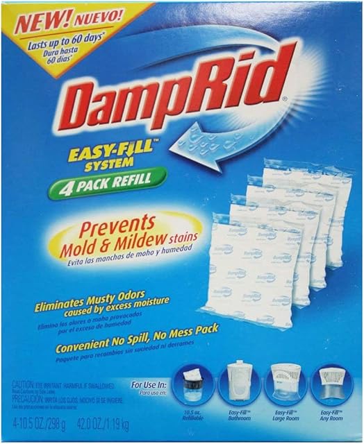 DampRid FG92 Moisture Absorber Easy-Fill System Refill, 4-10.5-Ounce Packets 2 pack
