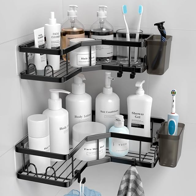 Corner Shower Caddy 2 Pack Stainless Steel Adhesive Shower Corner Organizer Shelves