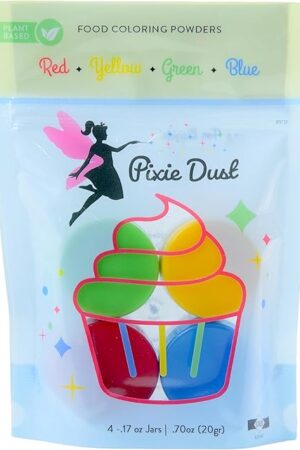 All-Natural Food Coloring Powder set. Colors: Red, Yellow, Blue, Green. Dye-Free/Plant-Based/Non-Carmine/Non annatto/FLAVORLESS by PIXIE DUST (Medium .17 oz Each Color .68 oz/20 gr Total)