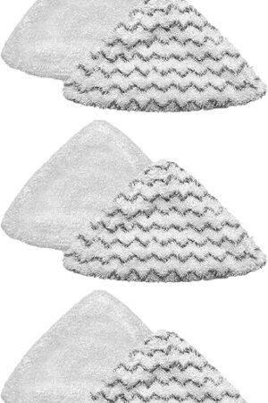 6-Pack Replacement Steam Mop Pads, Compatible with Bissel Bissell PowerEdge and PowerForce Lift-Off Steam Mop 2078, 2165, 20781 Washable Reusable Replacement Mop Pads (3 Soft + 3 Scrubby)