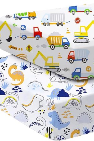 2 Pack Cotton Crib Sheets 52in x 28in Sheets