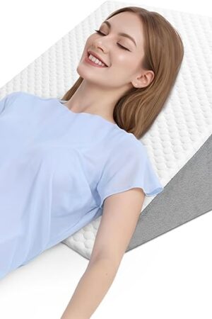 COOLBEBE Bed Wedge Pillow for Sleeping,12Inch Elevated Wedge Pillow for Sleep Apnea, 12" Foam Wedge Triangle Pad for Acid Reflux, Gerd and Snoring - Breathable Air Layer Washable Cover