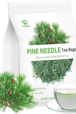 Wild Pine Needle Tea Bags - 60bags/6.4 Oz 100% Pure & Natural Pine Needle Herbal Tea, Caffeine Free, No Additives, No Sugar, Non-gmo, No Gluten