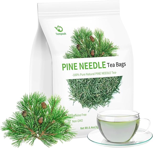 Wild Pine Needle Tea Bags - 60bags/6.4 Oz 100% Pure & Natural Pine Needle Herbal Tea, Caffeine Free, No Additives, No Sugar, Non-gmo, No Gluten
