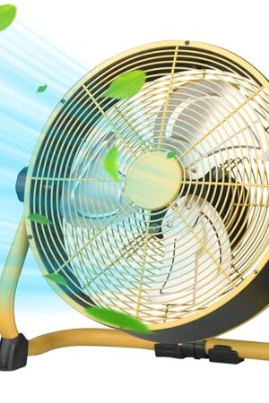 12 Inch High Velocity Floor Fan, Heavy Duty Metal Industrial Fans with 3 Speeds, Portable Fan with Adjustable 360° Head Tilt