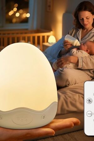 Egg Light for Nursery, 10 Brightness+10 Colors Egg Night Light for Baby Nursery Lamp, Touch+Remote+3600mAh Rechargeable Lamp, Soft Warm Light for Breastfeeding 0.5/1h Timer & Portable, New Baby Gift