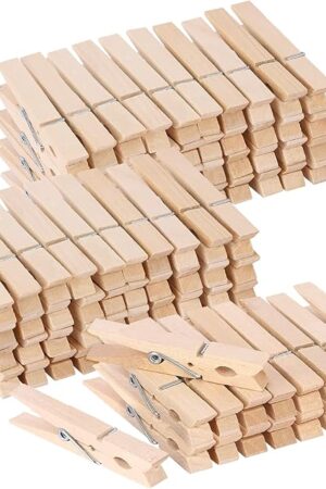 100pcs Clothes Pins Wooden Clothespins 3inch Heavy Duty Wood Clips for Hanging Clothes Pictures Outdoor