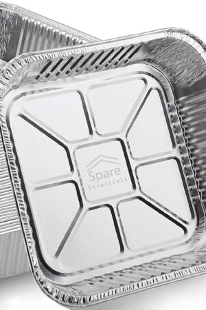 8x8 Foil Pans (55 Pack) - 8 Inch Square Aluminum Pans - Disposable Baking Pans for Heating, Prepping Food & Baking Cakes - Aluminum Baking Pans Disposable - 8 x 8 Baking Pan - Bottom: 6.5x6.5