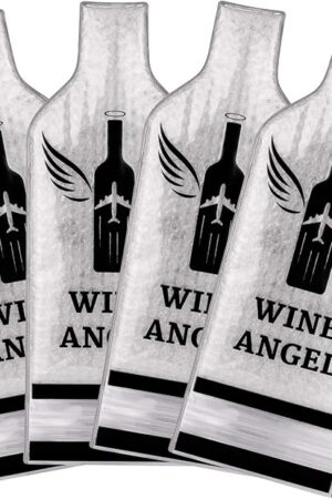 [UPGRADED PROTECTION] 4 Set (8 pcs) Reusable Wine Bags for Travel, Wine Travel Protector, Bottle Travel Sleeve Case For Airplane, Car, Cruise, TRIPLE Protection Luggage Leak-Proof Safety Impact Resist