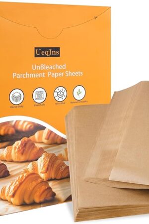 200PCS Unbleached Precut Parchment Paper Sheets, 12x16 Inches,Non-Toxic, Non-Stick, Multipurpose for Baking, Air Fryer, Grilling, Steaming, for Bread, Cookies, Cup Cakes and more