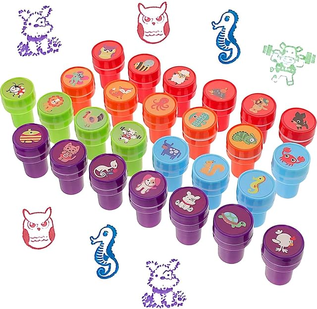 The 26Pcs Assorted Stamps for Kids,Ocean Life and Zoo Animal Stampers,Farm Animal Stamps for Kids Zoo Birthday Party Supplies,Classroom Rewards Prizes.