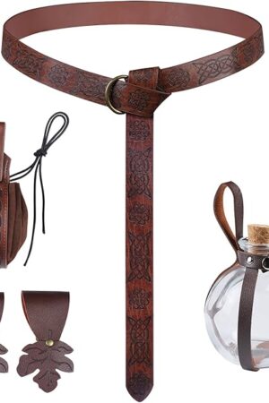 Women Renaissance Accessories Medieval Viking Belt Potion Bottles Belt Bag Leather Skirt Hikes