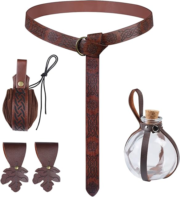 Women Renaissance Accessories Medieval Viking Belt Potion Bottles Belt Bag Leather Skirt Hikes