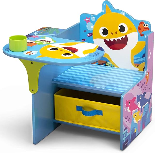 Baby Shark Chair Desk with Storage Bin - Ideal for Arts & Crafts, Snack Time, Homeschooling, Homework & More by Delta Children