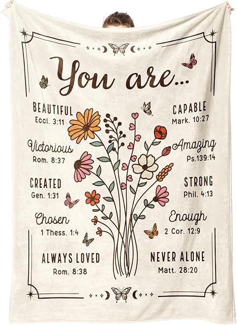 BeneCharm Christian Birthday Gifts for Women, Christian Blanket, Religious Gifts for Women Friendship, Inspirational Catholic Spiritual Presents for Best Friend, Sister, Mom, Daughter, 50'' x 60''