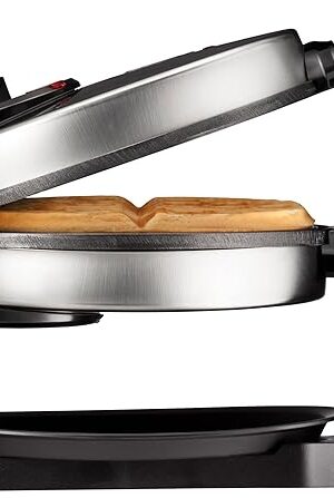 Chefman Rotating Belgian Waffle Maker, 180° Flip Iron w/ Non-Stick Plates, Adjustable Timer, Locking Lid, & Drip Plate, Space Saving Storage, Mess-Free Breakfast, Stainless Steel/Black