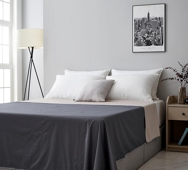 Waterproof Bed Cover, Queen & King Size (95"x 90", Grey/Beige), Lightweight Waterproof Furniture Protector Cover for Bed Couch Sofa, Reversible & Washable