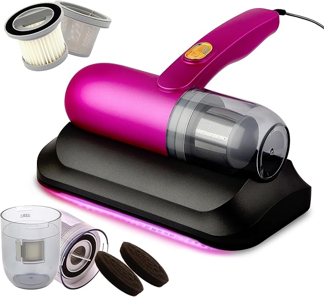 Bed Vacuum Cleaner, 13Kpa Strong Suction and Low Noise, UV Light, Washable HEPA Filter for Deep Clean, Handheld Vacuum Effectively Clean Up Bed,Mattress Vacuum Corded,Sofas, Pet Hair and Carpets