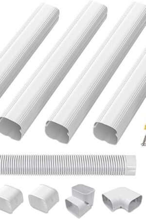 3'' 17 Ft Mini Split Line Set Cover, Decorative PVC Pipe Cover, Outside Line Set Cover Kit for Mini Split Air Conditioner, Heat Pump and Central AC