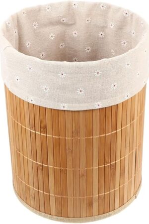 1Pc Foldable Bamboo Woven Storage Basket for Clothes Laundry Organizer Sundries Basket Clothes Storage Container Design Decorative Waste Bin