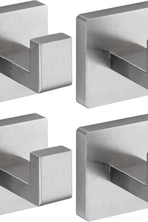 Wall Mounted Towel Hooks, Stainless Steel, 4 Pack Brushed Nickel
