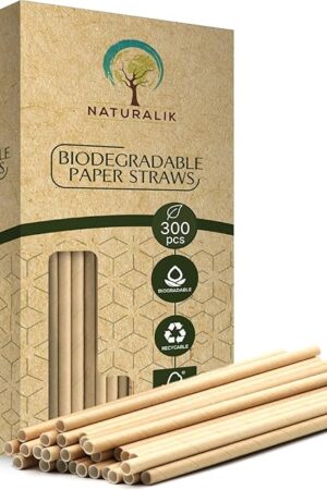 300/1000-Pack Extra Durable Brown Paper Straws Biodegradable- Premium Toxin Free Paper Straws Bulk- Drinking Straws for Juices, Restaurants and Party supplies, 7.7" (Brown, 300ct)