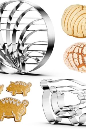 Concha Cutter Mexican Bread Mold With 3 Sizes Pig Cookie Cutter, Premium Food Grade Stainless Steel Two Sided Mold For Cortador De Conchas De Pan Mexicano