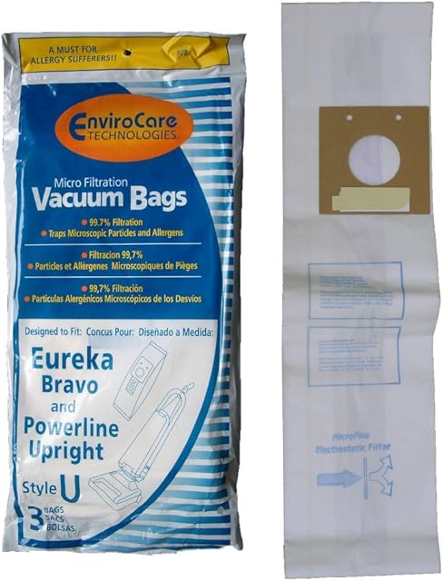 EnviroCare Replacement Vacuum Cleaner Bags Designed to Fit Eureka Style U Bravo Uprights 3 Pack