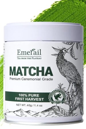 Emerail Ceremonial Grade Matcha Green Tea Powder, Premium First Harvest Unsweetened, 100% Pure Matcha for Lattes, Smoothies, and Baking (40g / 1.4oz)