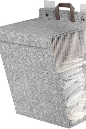 Wall Hanging Laundry Basket, Collapsible Hanging Laundry Hamper Bag, Large Capacity Clothes Hamper for Shoes, Socks, Towels (48 cm)