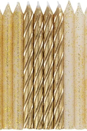 Dazzling Glitter & Gold Spiral Birthday Candles - 24ct Assorted Pack - Premium Quality, Long-Lasting & Elegant Design - Ideal for All Occasions