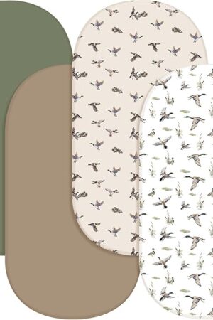 4 Pack Mallard Duck Bassinet Sheets, 32 x 16 x 4 Inches, Stretchy Neutral Fitted Sheets