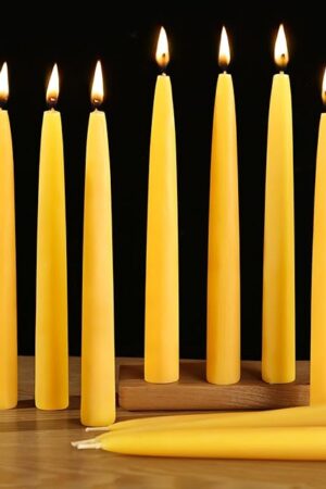 12 Pack Beeswax Taper Candles,8in Dripless Pure Beeswax Candles Non Toxic,8 Hours Long Burning 100% Natural Candle Sticks,Smokeless and Unscented Bees Wax Candle for Home,Prayer,Tall Tapered