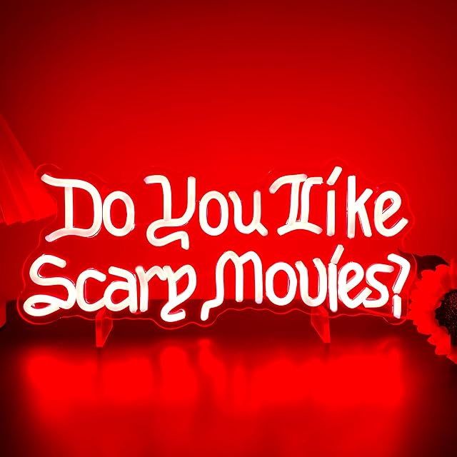 Do You Like Scary Movies Neon Sign LED Neon Light for Movie Night Party Decor Horror Room Gothic Font Halloween Decoration