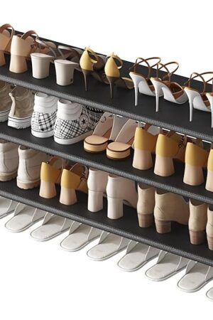 3 Tier Metal Shoe Rack Shelf Black