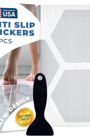 Anti Slip Shower Stickers 24 PCS, Invisible Non-Slip Shower Strips for Adults, Premium Adhesive Bath Tub Stickers (Clear)