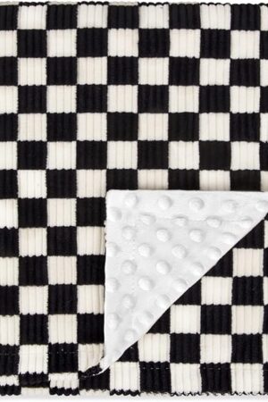 Baby Blanket for Boys Double Layer Checkerboard Grid with Dotted Backing