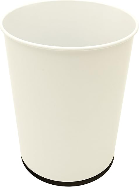 Bath Bliss 5 Liter Small Wastebasket | Round Open Top | Trash Can | Bathroom | Bedroom | Kitchen | Office | Dorm | Disposal Waste Bin | Garbage | White