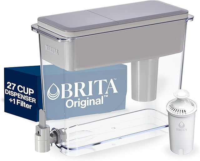 Brita UltraMax Large Water Dispenser With Standard Filter, BPA-Free, Reduces Copper, Cadmium and Mercury Impurities, Lasts 2 Months or 40 Gallons, Includes 1 Filter, Kitchen Accessories, Large 27-Cup