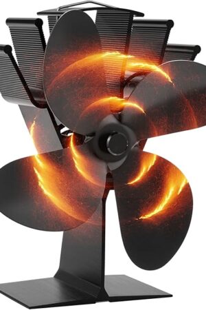 COMBIUBIU 4 Blade Wood Stove Fan, Heat Powered Fireplace Fan for Efficient Warm Air Circulation, Silent Operation Stove Accessories for Log/Wood Stove, Durable Design