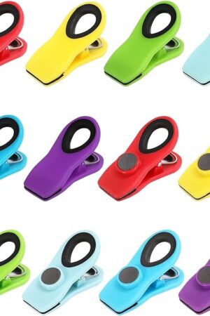 12 Pack Chip Clips, Magnetic Bag Clips with Airtight Seal for Chips, Bread, Snacks, Fridge Organizer Kitchen Storage Clips Multicolor