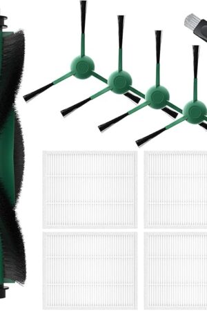 Y0140 Replacement Parts Accessories Compatible with iRobot Roomba 104, 105 Vac/Combo, Y0140, Q0120, Y0110, Q011, Q0520 Robot Vacuum, 1 Roller Brush, 4 Hepa Filters, 4 Side Brush, 1 Cleaning Brushes