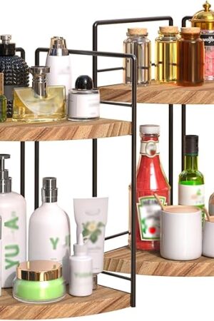 2 Tier Wooden Corner Bathroom Counter Organizer