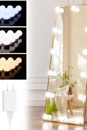 Brightown 14 Bulb Dimmable Hollywood Makeup Mirror Lights, 22Ft Adjustable Vanity Lighting Fixtures for Full Length Mirror (Mirror Not Included)