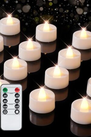 BEICHI Remote Candles, 12 Pack Timer Candle, Flameless Tea Lights Candles Battery Operated, Flickering LED Tea Lights, Timer Battery Votive Candles- Warm White- White Base