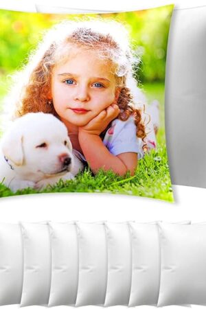 Beclumas10 Pack 15.7"x15.7" Sublimation Blanks Pillow Cases, Cushion Covers Blanks, Pillow Covers for Heat Transfer, DIY Custom Picture Pillow Covers with Invisible Zip (White)