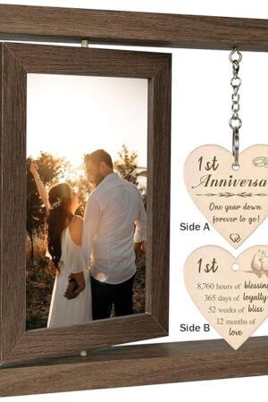 1 Year Anniversary Picture Frame Gifts, 1st Anniversary Frame for Her Him Girlfriend Boyfriend, Display Two 4x6 Inch