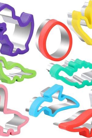 8pcs Dinosaur Cookie cutters,Stainless Steel Sandwich Cutters Cookie Cutters Vegetable cutters for Baking, Bento Box and Food Decoration Tools for Kitchen