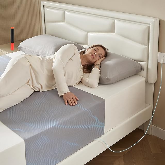 Grounding Sheets for All Mattress Sizes, BOVEREY Grounding Mat for Bed 10% Silver Fiber+90% Organic Cotton Grounding Sheets Sleeping Earth Grounded Mat, with Cord & Tester 104.3"x23.6" (Mistry Grey)